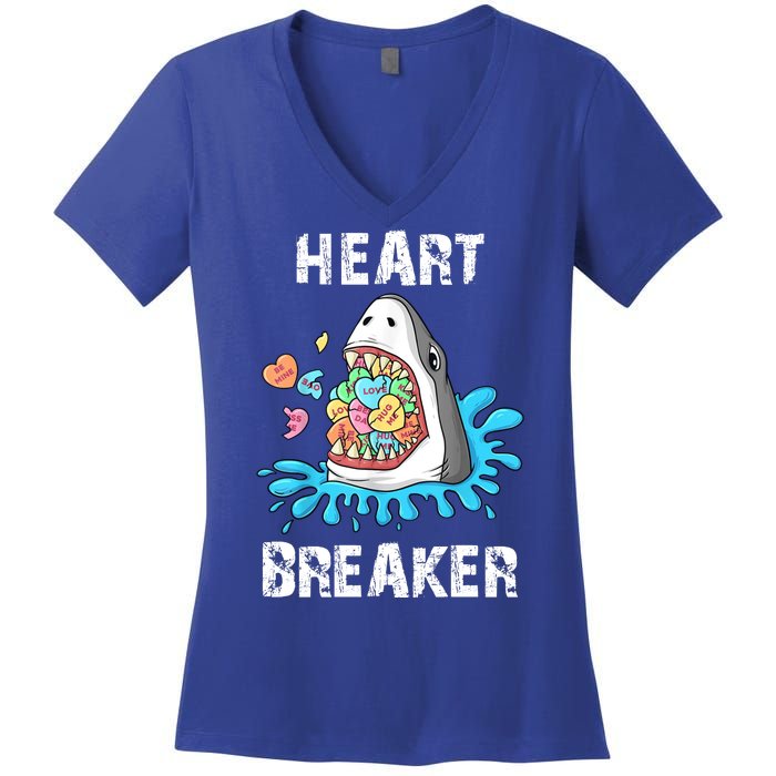 Heart Breaker Shark Funny Valentines Day Women's V-Neck T-Shirt