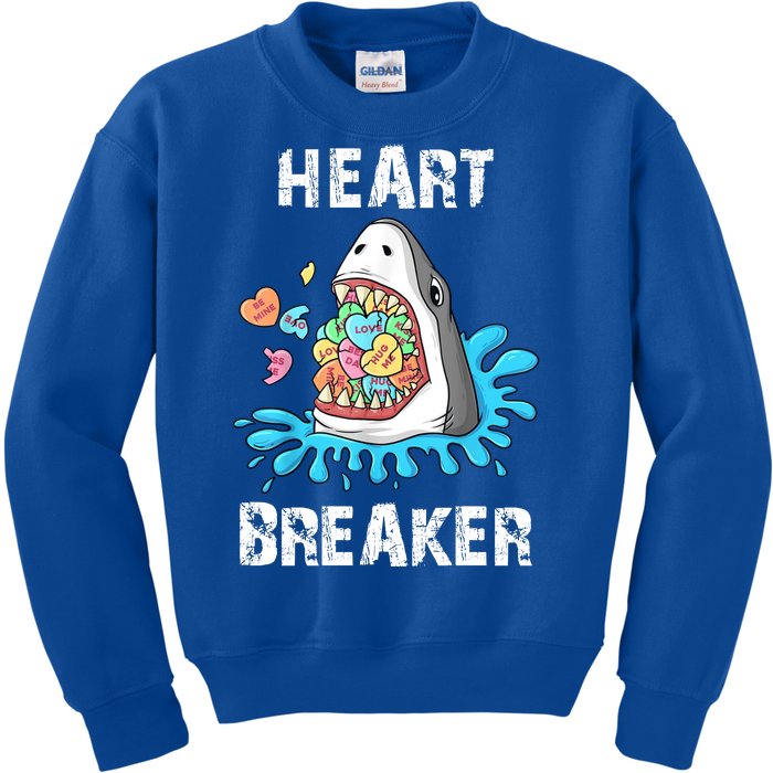 Heart Breaker Shark Funny Valentines Day Kids Sweatshirt