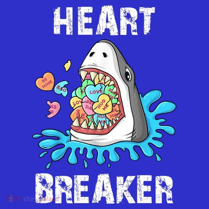 Heart Breaker Shark Funny Valentines Day Kids T-Shirt