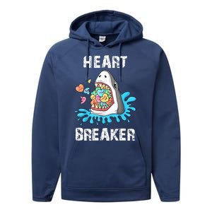 Heart Breaker Shark Funny Valentines Day Performance Fleece Hoodie