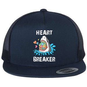 Heart Breaker Shark Funny Valentines Day Flat Bill Trucker Hat