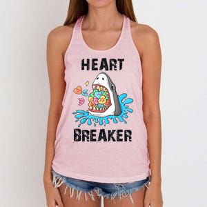 Heart Breaker Shark Funny Valentines Day Women's Knotted Racerback Tank