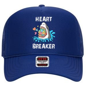 Heart Breaker Shark Funny Valentines Day High Crown Mesh Back Trucker Hat