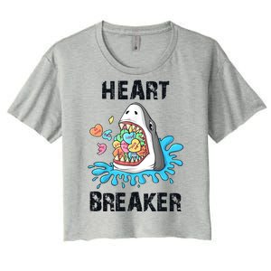 Heart Breaker Shark Funny Valentines Day Women's Crop Top Tee