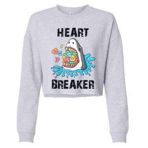 Heart Breaker Shark Funny Valentines Day Cropped Pullover Crew