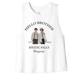 Hello Brother Salvatore Brothers Est 1864 Women's Racerback Cropped Tank