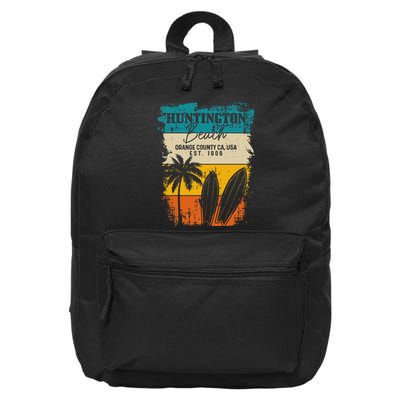 Huntington Beach Surfing Vintage Orange County California 16 in Basic Backpack