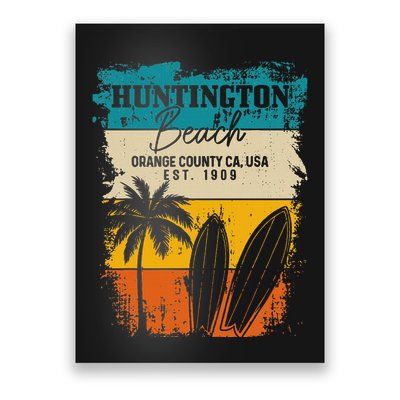 Huntington Beach Surfing Vintage Orange County California Poster