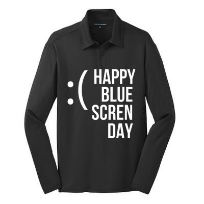 Happy Blue Screen Day Silk Touch Performance Long Sleeve Polo