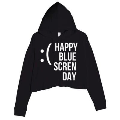 Happy Blue Screen Day Crop Fleece Hoodie