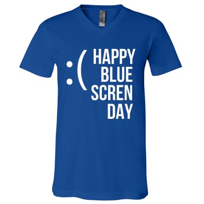 Happy Blue Screen Day V-Neck T-Shirt