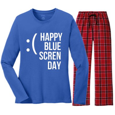 Happy Blue Screen Day Women's Long Sleeve Flannel Pajama Set 