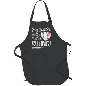 Hey Batter Swing Baseball Heart Mom Cute Womens Mothers Day Full-Length Apron With Pockets