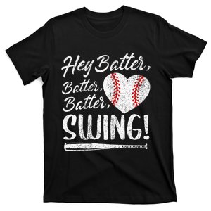 Hey Batter Swing Baseball Heart Mom Cute Womens Mothers Day T-Shirt