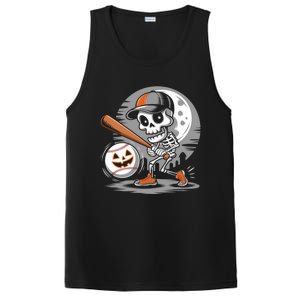 Halloween Baseball Skeleton Pitcher Catcher Baseballer Gift PosiCharge Competitor Tank