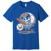 Halloween Baseball Skeleton Pitcher Catcher Baseballer Gift Premium T-Shirt