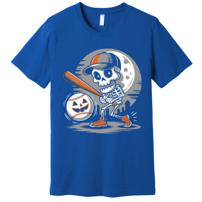 Halloween Baseball Skeleton Pitcher Catcher Baseballer Gift Premium T-Shirt