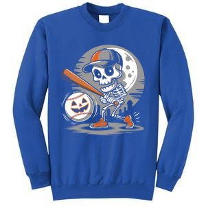 Halloween Baseball Skeleton Pitcher Catcher Baseballer Gift Tall Sweatshirt