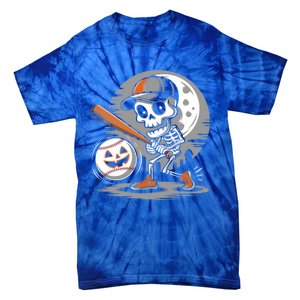 Halloween Baseball Skeleton Pitcher Catcher Baseballer Gift Tie-Dye T-Shirt