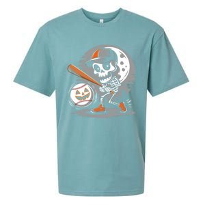 Halloween Baseball Skeleton Pitcher Catcher Baseballer Gift Sueded Cloud Jersey T-Shirt