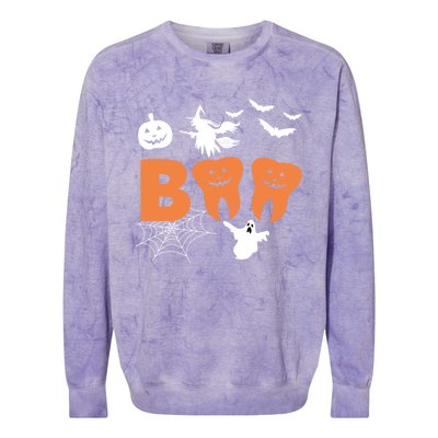 Halloween Boo Spooky Dentist Carved Pumpkin Teeth Love Gift Colorblast Crewneck Sweatshirt