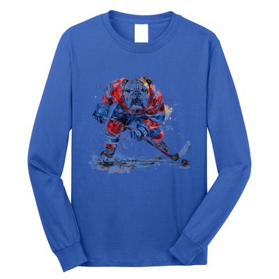 Hockey Bulldog Sports Fan Funny Ice Hockey Player Gift Long Sleeve Shirt