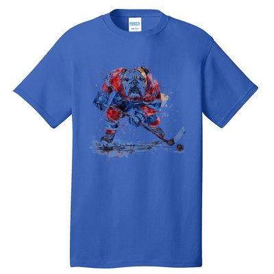 Hockey Bulldog Sports Fan Funny Ice Hockey Player Gift Tall T-Shirt