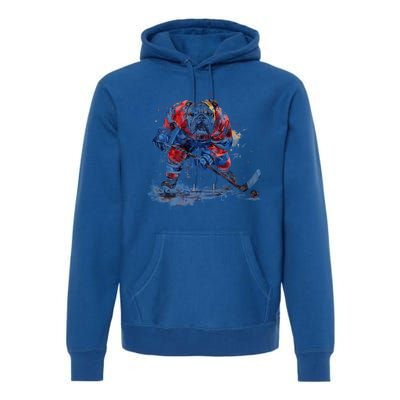 Hockey Bulldog Sports Fan Funny Ice Hockey Player Gift Premium Hoodie