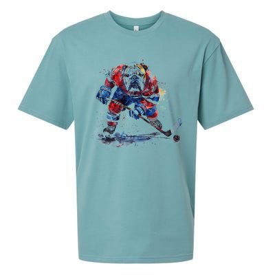 Hockey Bulldog Sports Fan Funny Ice Hockey Player Gift Sueded Cloud Jersey T-Shirt