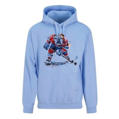 Hockey Bulldog Sports Fan Funny Ice Hockey Player Gift Unisex Surf Hoodie