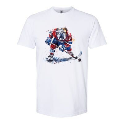 Hockey Bulldog Sports Fan Funny Ice Hockey Player Gift Softstyle CVC T-Shirt