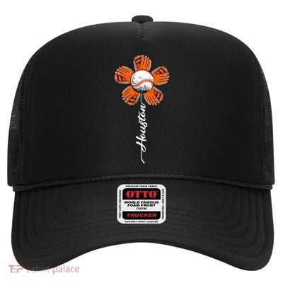Houston Baseball Souvenir Colorful Flower Tee I Love Houston Women High Crown Mesh Back Trucker Hat