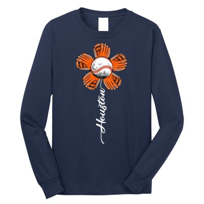 Houston Baseball Souvenir Colorful Flower Tee I Love Houston Women Long Sleeve Shirt