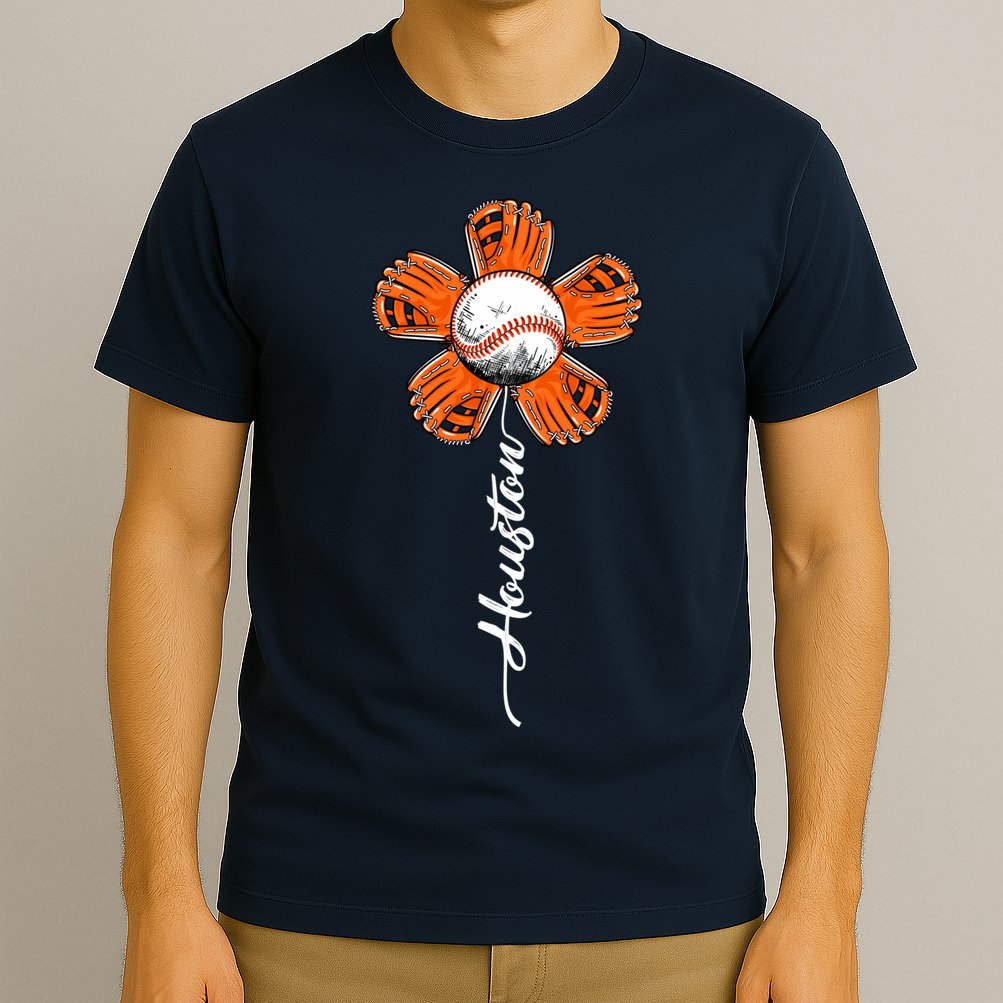 Houston Baseball Souvenir Colorful Flower Tee I Love Houston Women T-Shirt