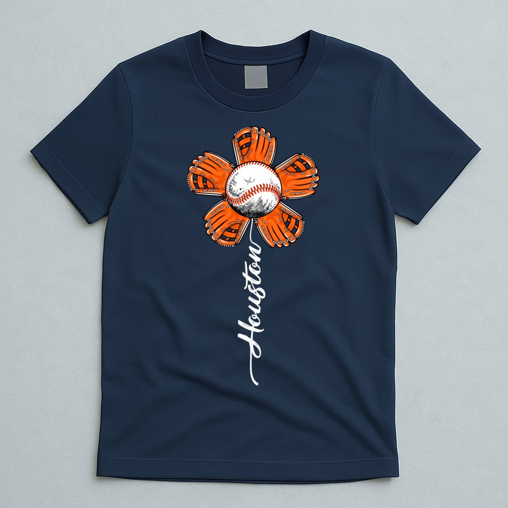 Houston Baseball Souvenir Colorful Flower Tee I Love Houston Women T-Shirt