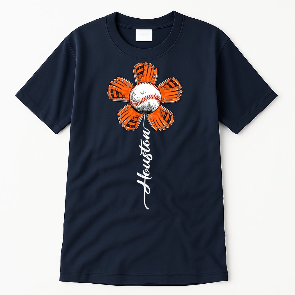 Houston Baseball Souvenir Colorful Flower Tee I Love Houston Women Tall T-Shirt