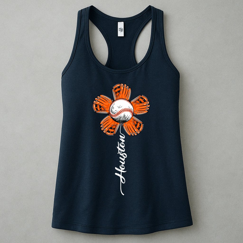 Houston Baseball Souvenir Colorful Flower Tee I Love Houston Women Womens Tank Top