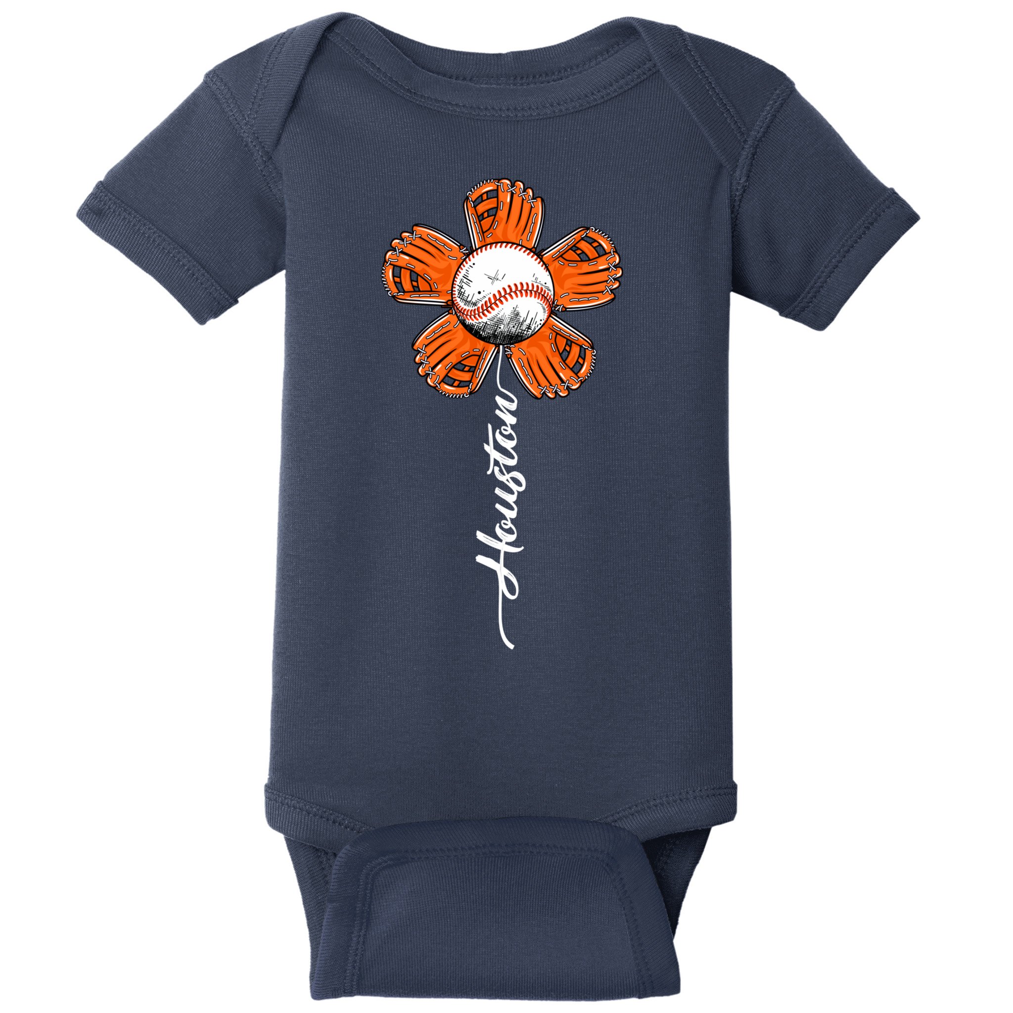 Houston Baseball Souvenir Colorful Flower Tee I Love Houston Women Baby Bodysuit