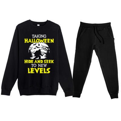 Halloween Bigfoot Sasquatch Spooky Pumpkin Premium Crewneck Sweatsuit Set