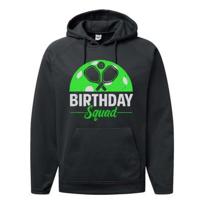 Happy Birthday Squad Pickleball Sports Theme Birthday Party Performance Fleece Hoodie