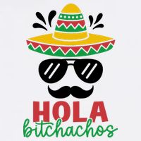Hola Bitchachos Sombrero Sunglasses And Mustache Cinco De Mayo Mexico Vacation Cooling Performance Crew T-Shirt