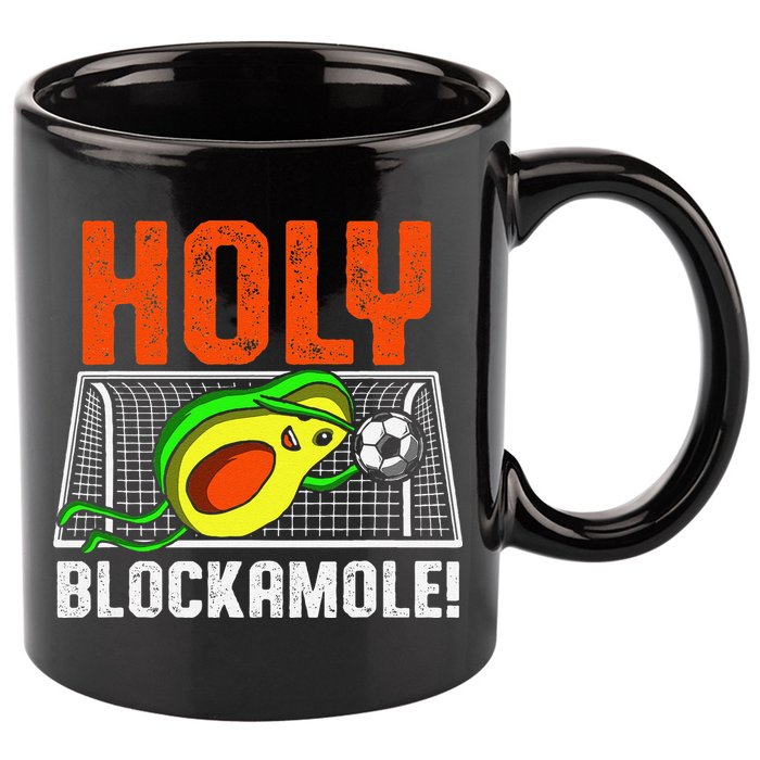 Holy Blockamole Soccer Blocker Funny Avocado Goalie Gift 11oz C Handle Ceramic Mug