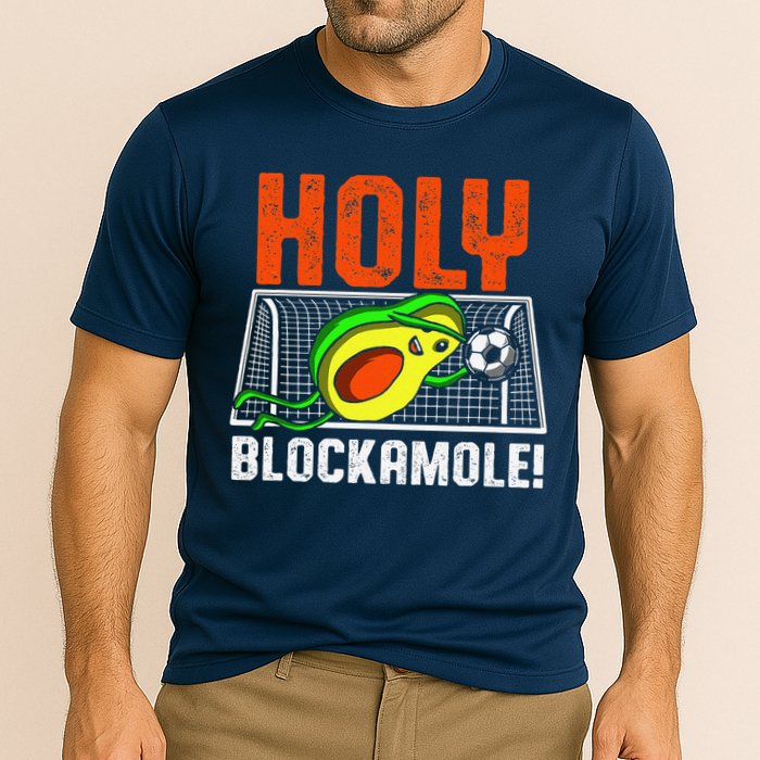 Holy Blockamole Soccer Blocker Funny Avocado Goalie Gift Cooling Performance Crew T-Shirt