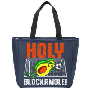 Holy Blockamole Soccer Blocker Funny Avocado Goalie Gift Zip Tote Bag