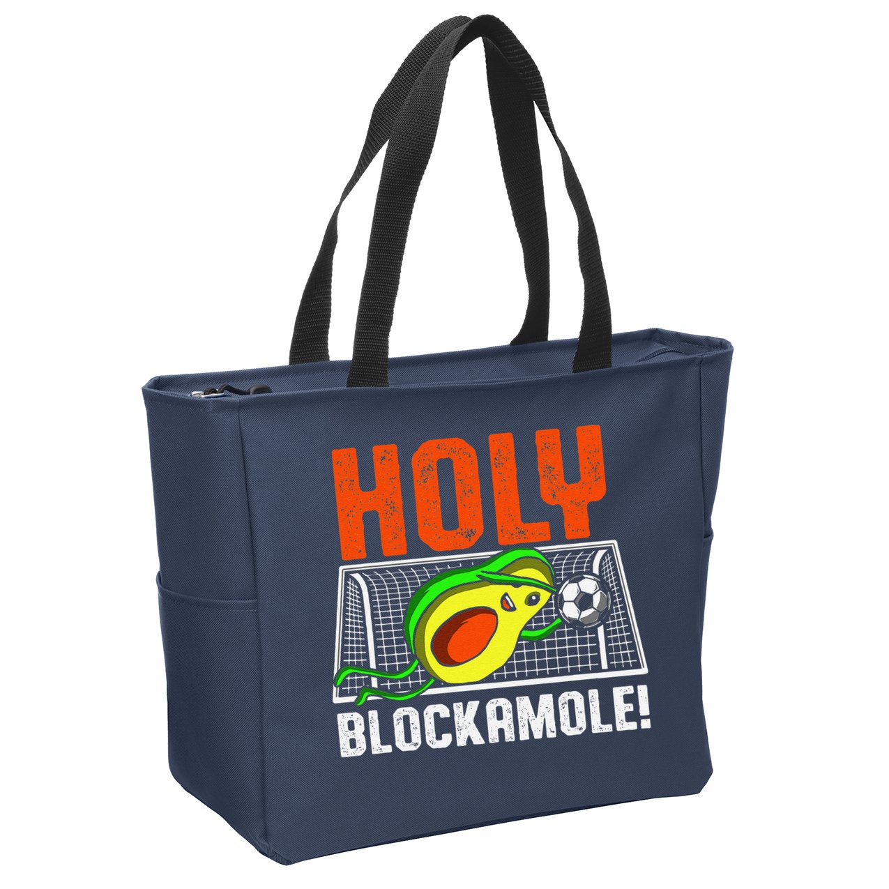 Holy Blockamole Soccer Blocker Funny Avocado Goalie Gift Zip Tote Bag