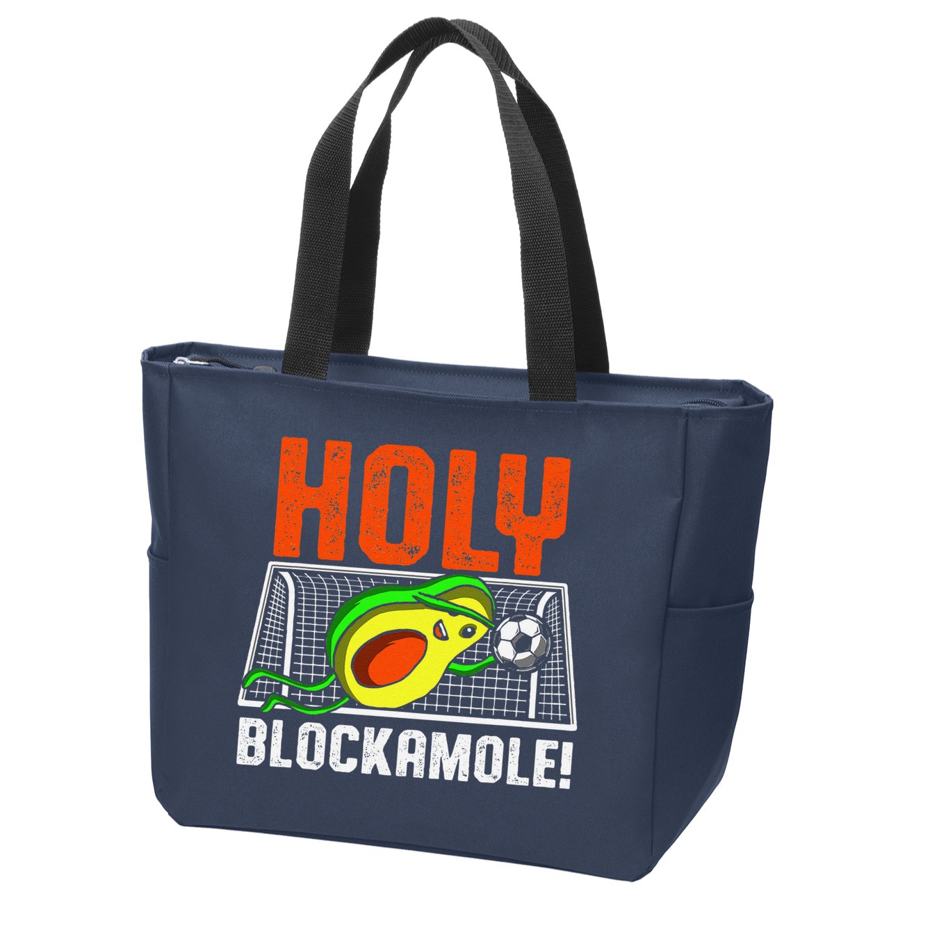Holy Blockamole Soccer Blocker Funny Avocado Goalie Gift Zip Tote Bag