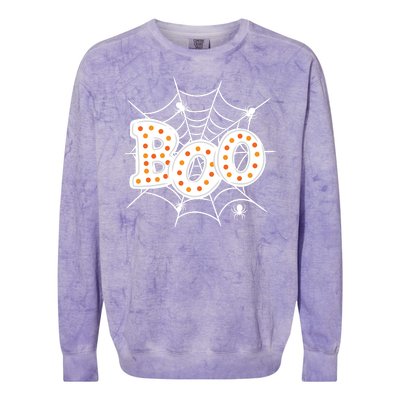 Halloween Boo Spider Web Spooky Season Colorblast Crewneck Sweatshirt