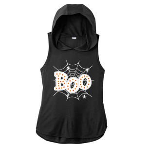 Halloween Boo Spider Web Spooky Season Ladies PosiCharge Tri-Blend Wicking Draft Hoodie Tank