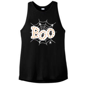 Halloween Boo Spider Web Spooky Season Ladies PosiCharge Tri-Blend Wicking Tank