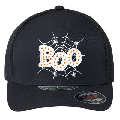 Halloween Boo Spider Web Spooky Season Flexfit Unipanel Trucker Cap